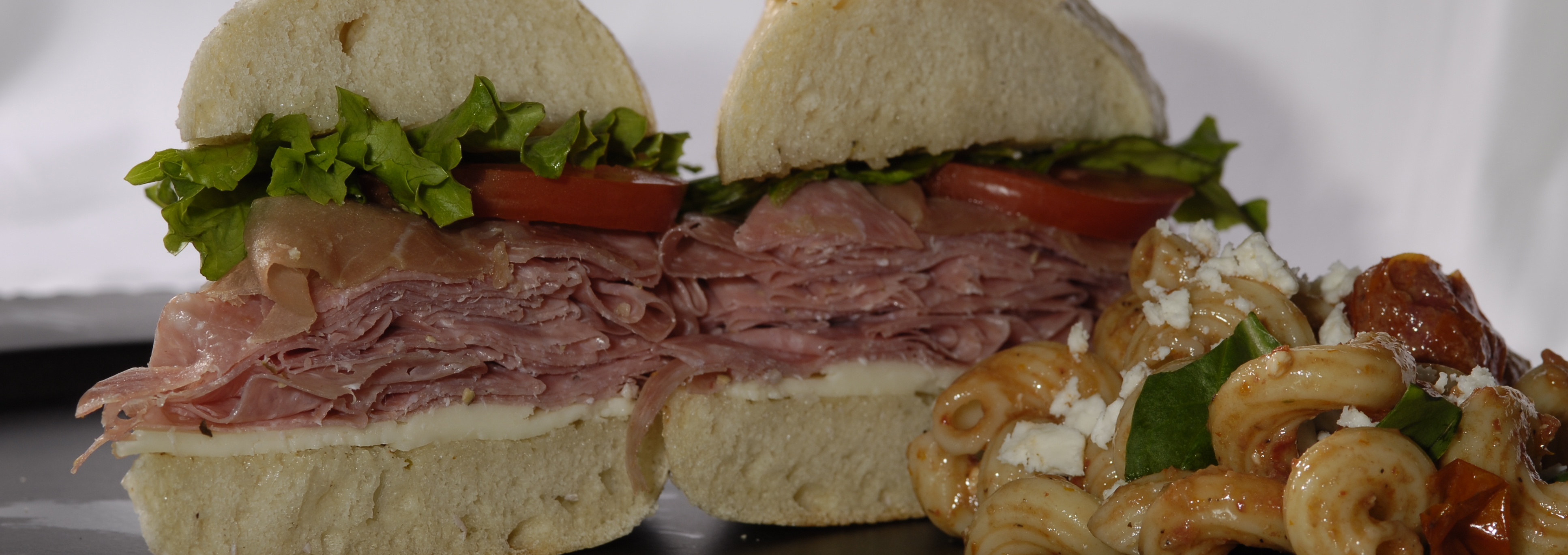 Sicilian Sandwich with Cavatappi Pasta Salad